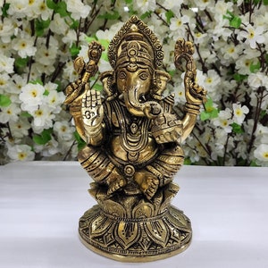 Large Ganesha Statue Big Lord Ganesh Idol Sitting Ganesh Statue Big Ganesh for Altar Ganapati Vinayaka Hindu God of good luck new beginning