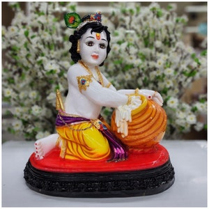 Baby Krishna Statue Small Krishna Idol for Home Bal Gopal Makhan Chor Krishna God of Love Lord Krishna Figurine for Temple Altar Decor