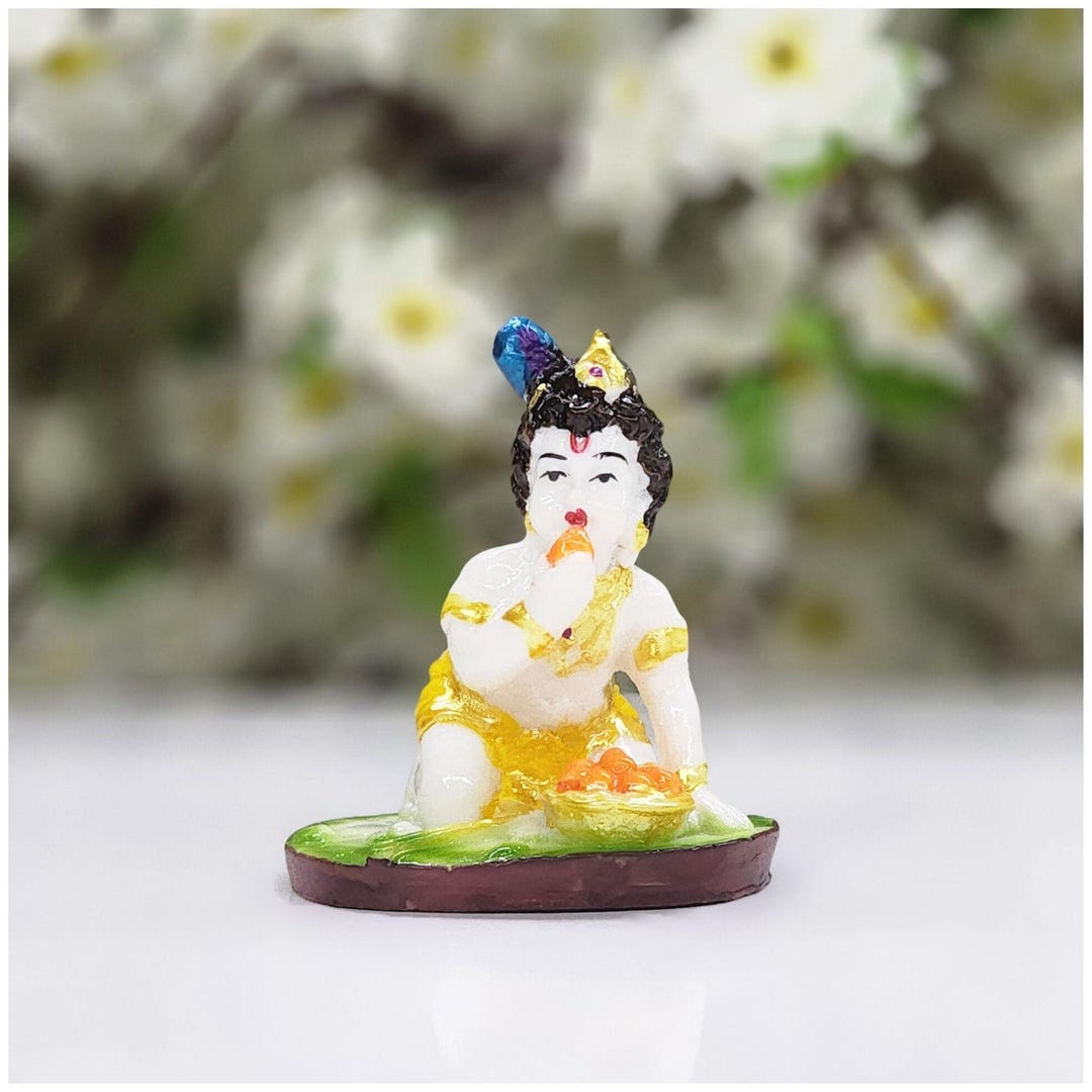 Baby Krishna Idol: Resin Bal Gopal Statue for Home Altar - Etsy