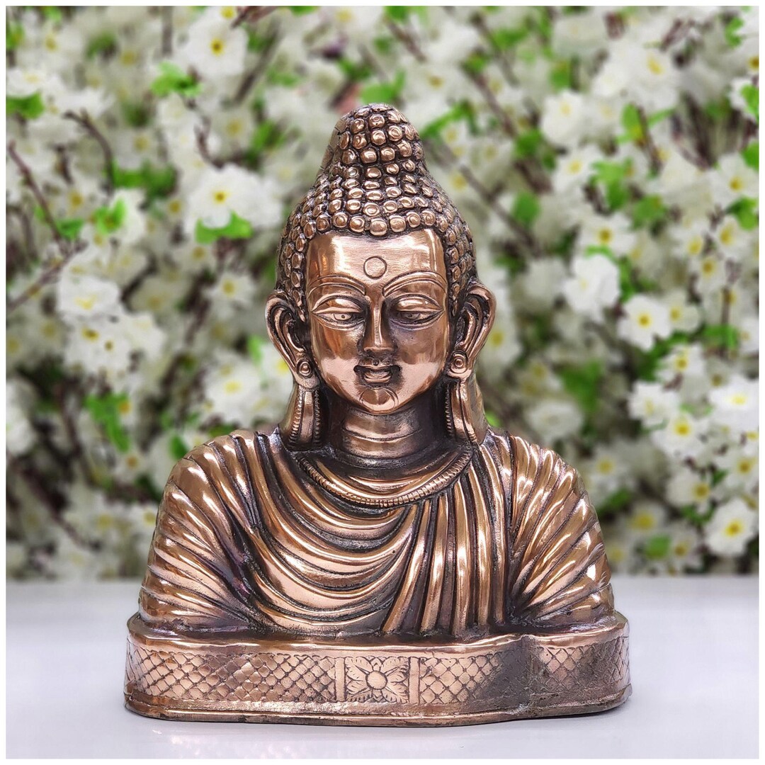 ブロンズ仏頭像：家庭用祭壇装飾（13インチ） - Etsy 日本