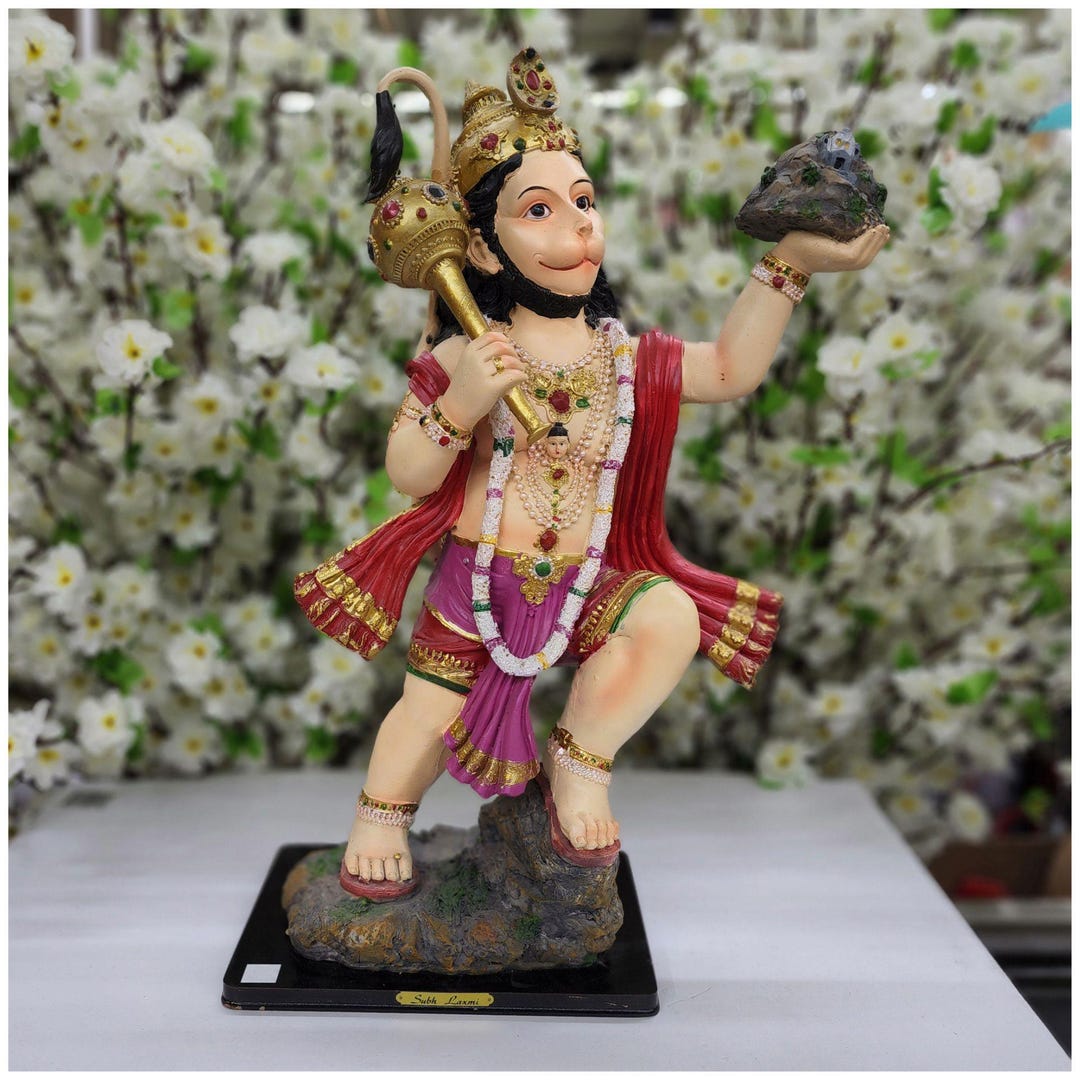 Hanuman Statue With Sanjivni Mountain, Hindu God Idol (18.5 Inch) - Etsy