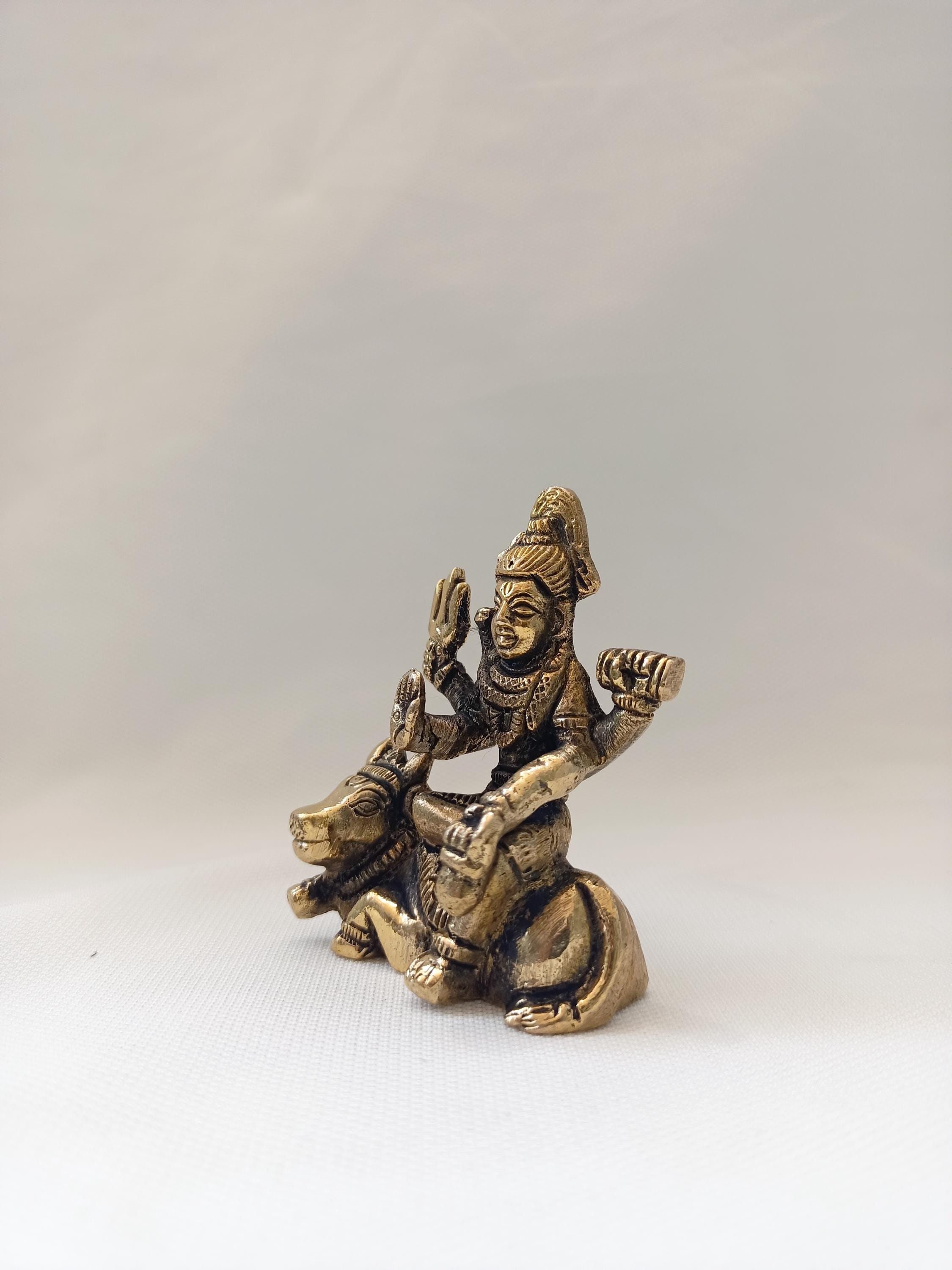 Small Shiv Small Brass Lord Shiva Statue on Nandi, Hindu God Idol - Etsy