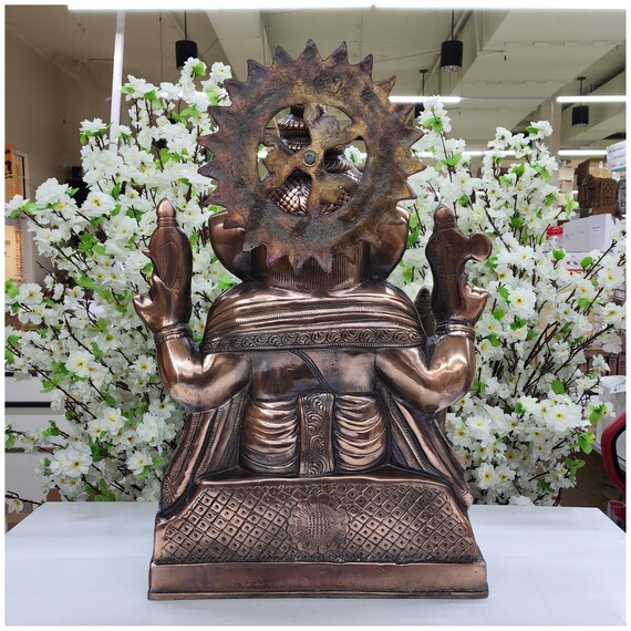 インド神様 ガネーシャブロンズ置物 大型ブロンズ製ガネーシャ像、インド寺院装飾品（高さ24インチ