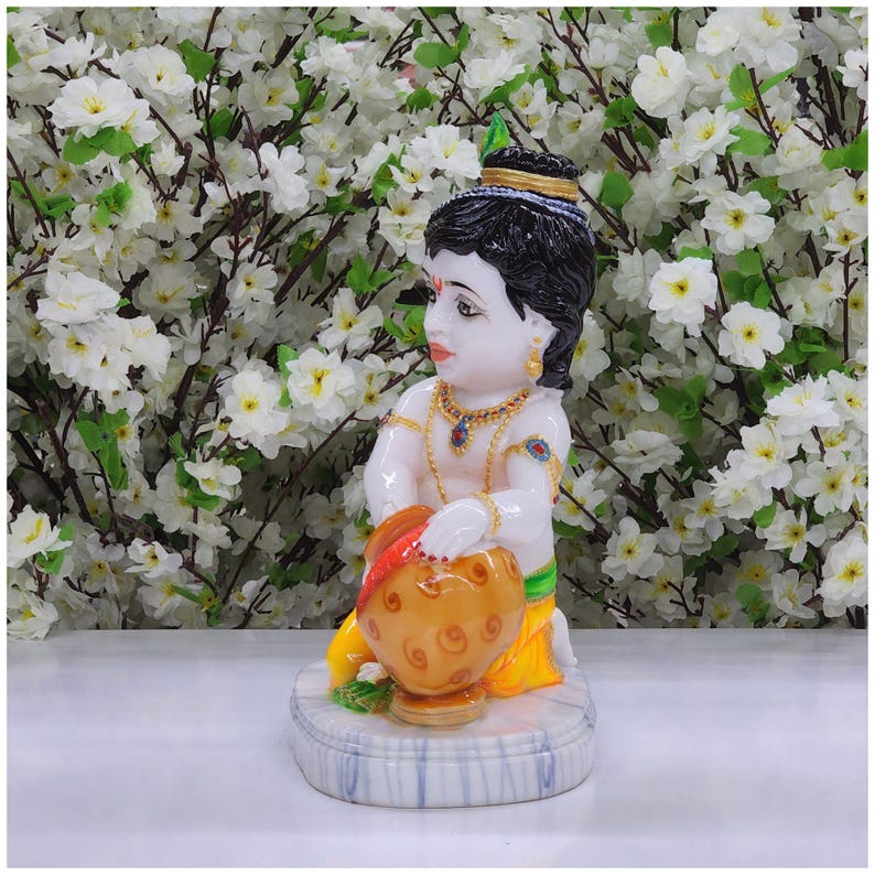 Baby Krishna Statue: Resin Bal Gopal Idol, Hindu Mandir Decor - Etsy
