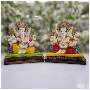Lord Ganesha Statue 7.25&quot; Small Ganesha Idol Elephant God Statue Ganesh ji Sculpture for Home Good Luck God Gift for New Beginning