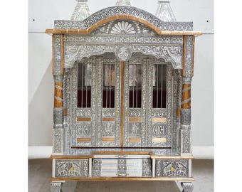 Wooden Temple for Home Pooja Mandir with Doors Indian Traditional Temple Hindu Home Mandir Mandap for Worship Handmade Large Temple for Puja