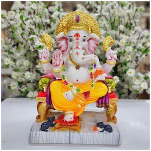 Ganesha Statue Big Lord Ganesh Idol Sitting Ganesh Statue Large Ganesh for Altar Ganapati, Vinayaka Hindu God of good luck & new beginning