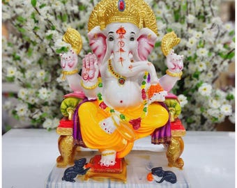 ガネーシャ像 12.5インチ ガネーシャ神彫刻、カラフルな大きな