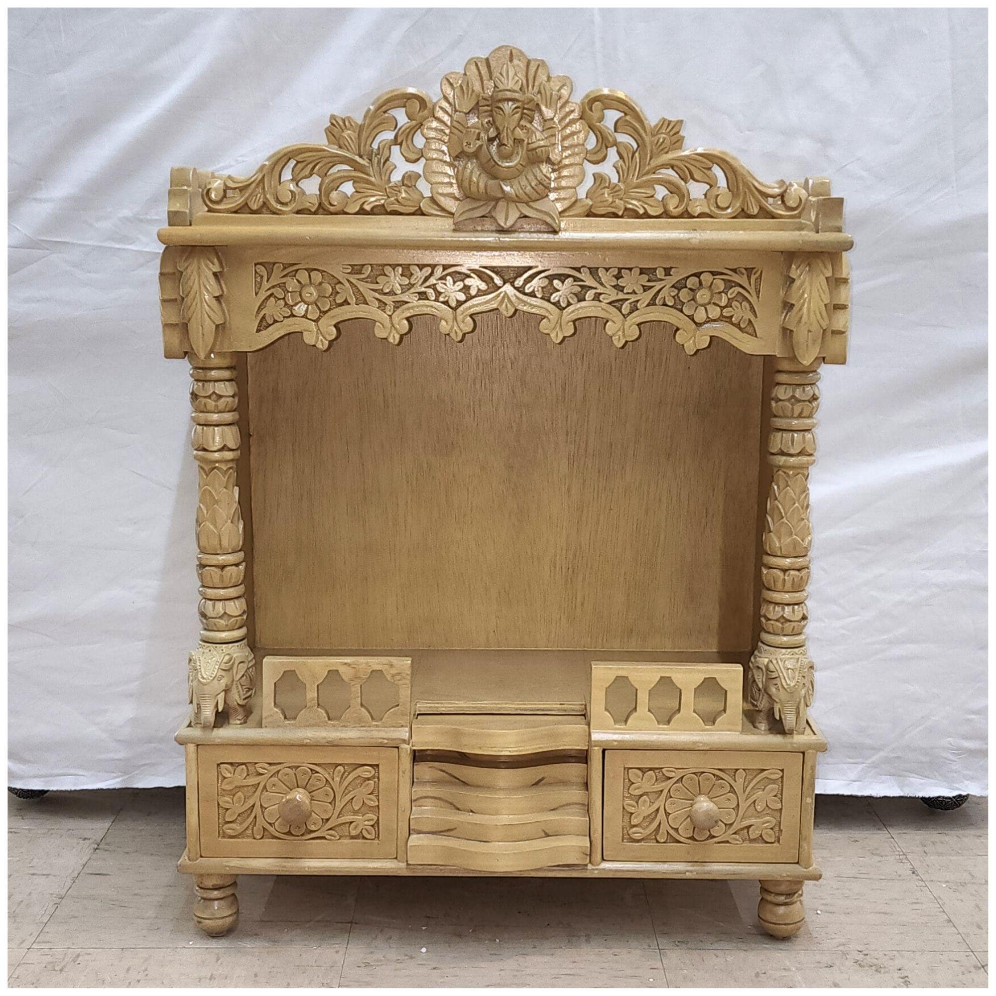 Tempio In Legno Decorativo Da Parete 7CR Arte – Mandir Pooja Artigianale, Intagliato A Mano, Per Casa E Regalo