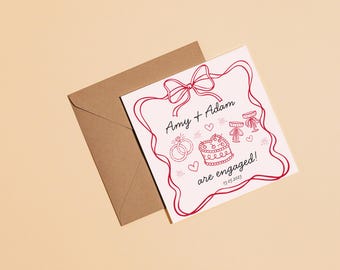 Personalisierte Karte zur Verlobung: Gehämmerter Karton, Custom Wording