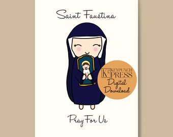 Saint Faustina Greeting Card Digital Download