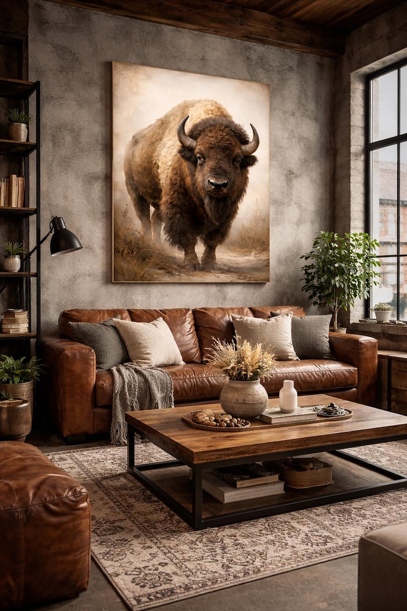 American Bison Wall Art Printable, Western Buffalo Decor, Neutral ...