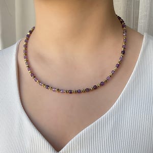 Minimalist Ametist Necklace,Cube cut natural gemstone,Dainty Gold Accent Jewelry,Handmade Jewelry,Gift For Her,Birthday Gift