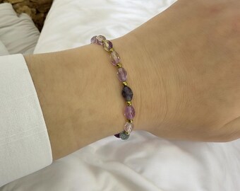 high Quality rainbow Fluorite Bracelet,Handmade Jewelry,Gift For Girlfriend,Unique Gift,Birthday Gift,Precious Stone,Natural Stone Bracelet