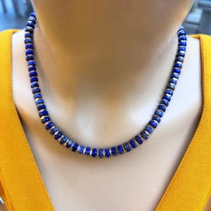 Lapis Lazuli& Hematite Natural Stone Necklace,Gemstone Pendant,Precious Stone,Unique Gift,Birthday Gift,Gift For Her,Healing Stone,Necklace