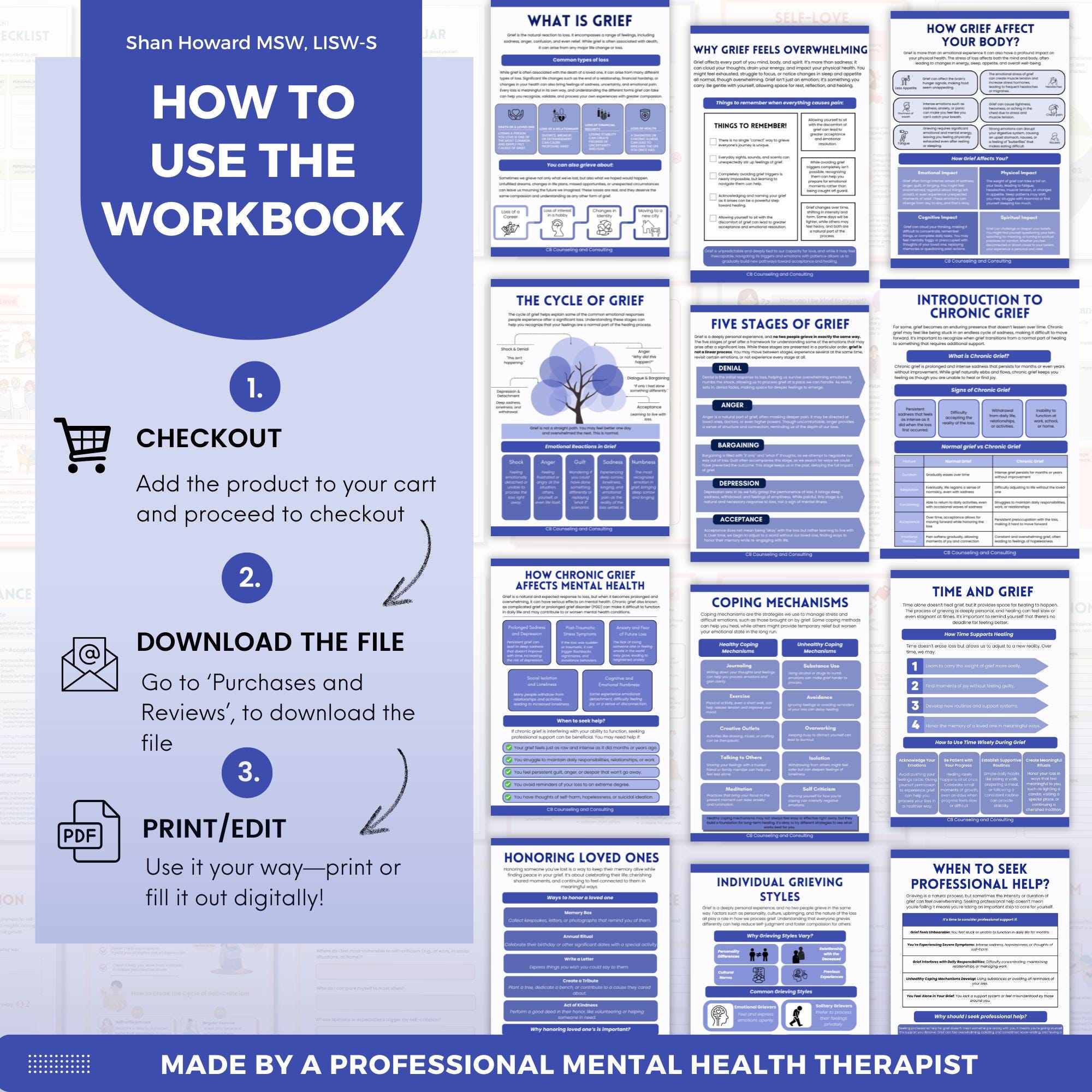 Grief and Loss Workbook Mega Bundle, Coping With Grief Journal, Therapy ...