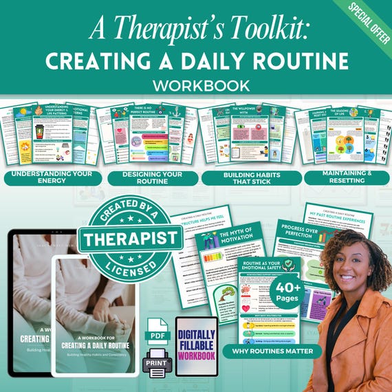 Creating A Daily Routine Workbook Mega Bundle, Daily Habits Guide, Life Direction Plan, Self Discipline