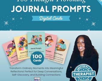 Journal Prompt Cards, Digital, Printable Journaling Prompts, Mindfulness, Daily Reflection, Positive Affirmations, Therapy Cards, Resource