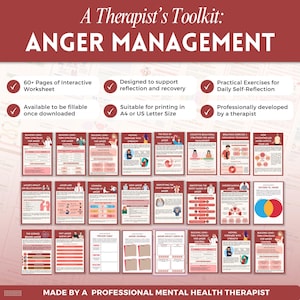 May include: A Therapist's Toolkit: Anger Management. This digital download includes a 60+ page interactive worksheet designed to support reflection and recovery. It features practical exercises for daily self-reflection and is professionally developed by a therapist.