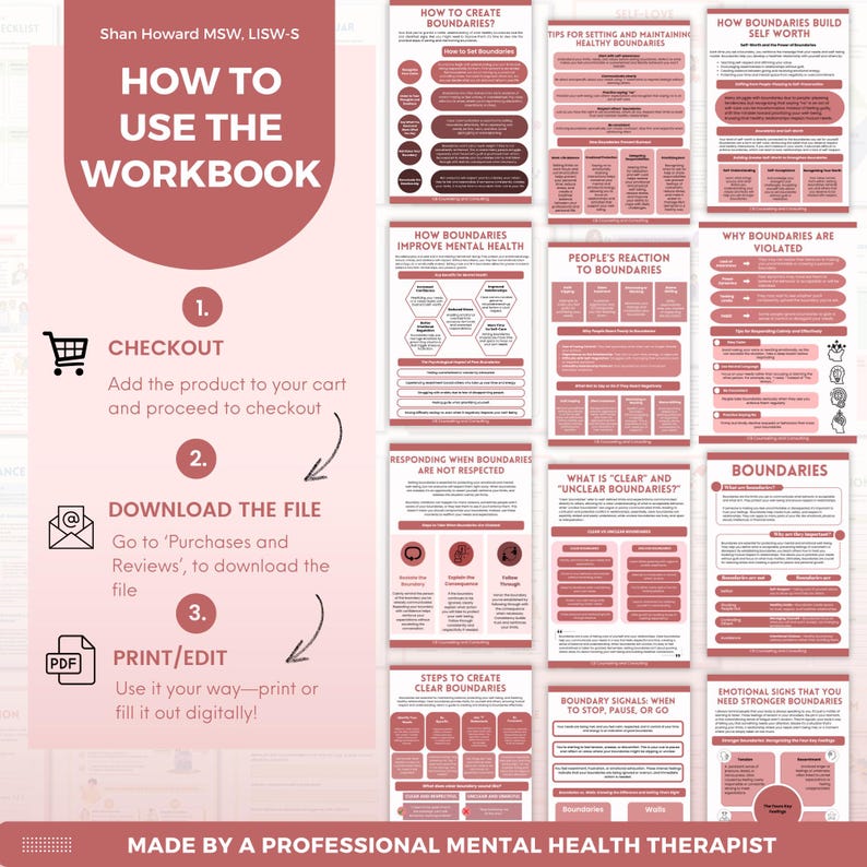 Setting Boundaries, Boundaries Workbook Mega Bundle, Therapy Worksheets, Boundary Setting, Confidence Building, People Pleasing image 2