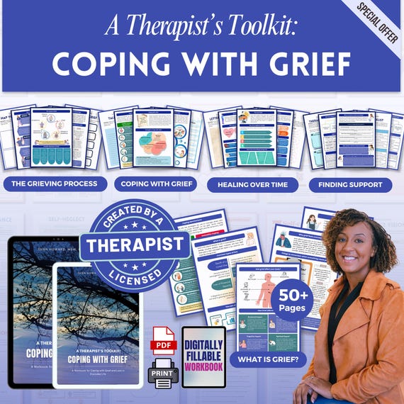 Grief and Loss Workbook Mega Bundle, Coping with Grief Journal, Therapy Worksheets, Memory Journal, Bereavement, Healing Workbook