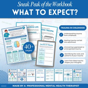Healing from trauma a mental health digital and fillable workbook created by a licensed mental health therapist.