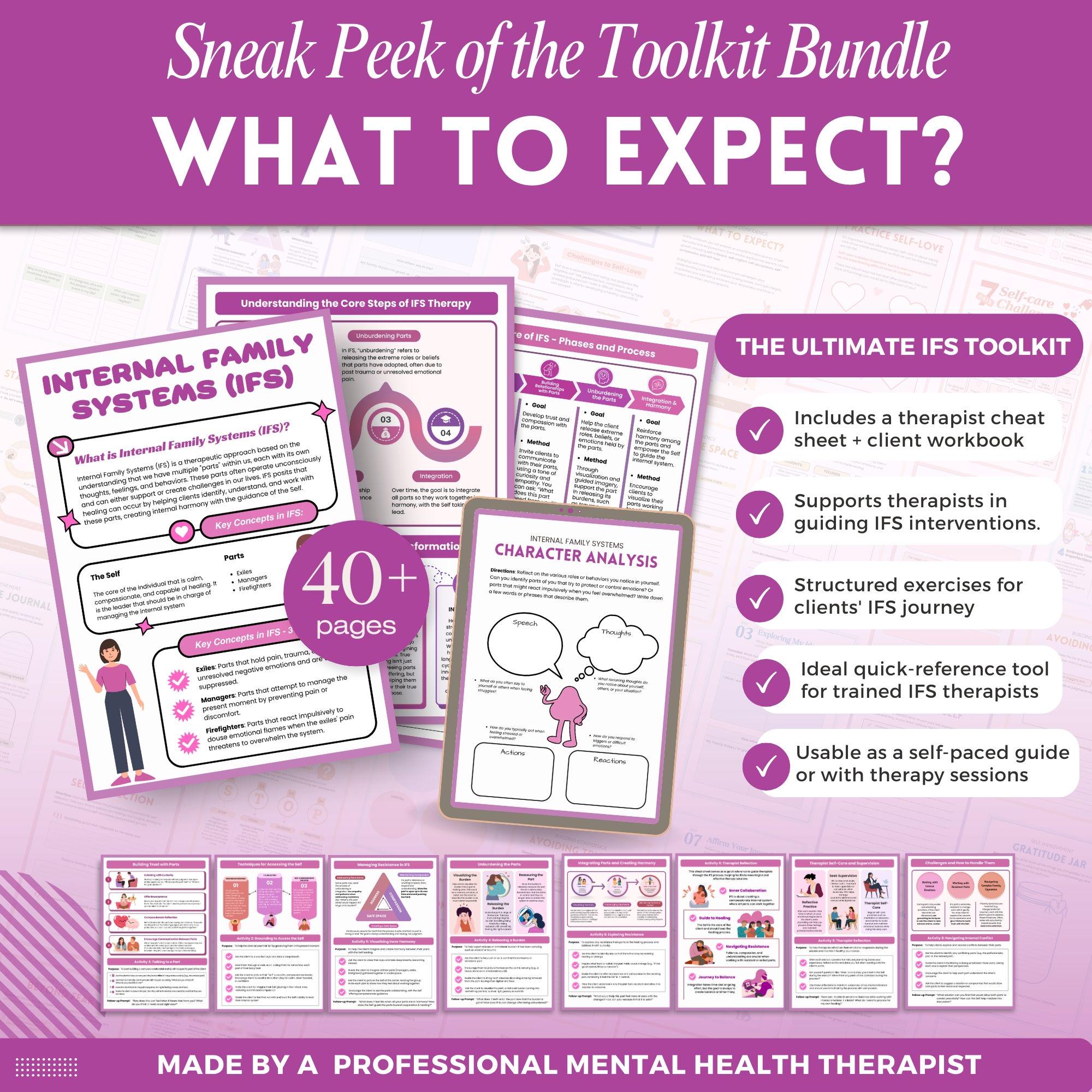 IFS Workbook for Clients + Cheat Sheets for Therapist Bundle, IFS ...