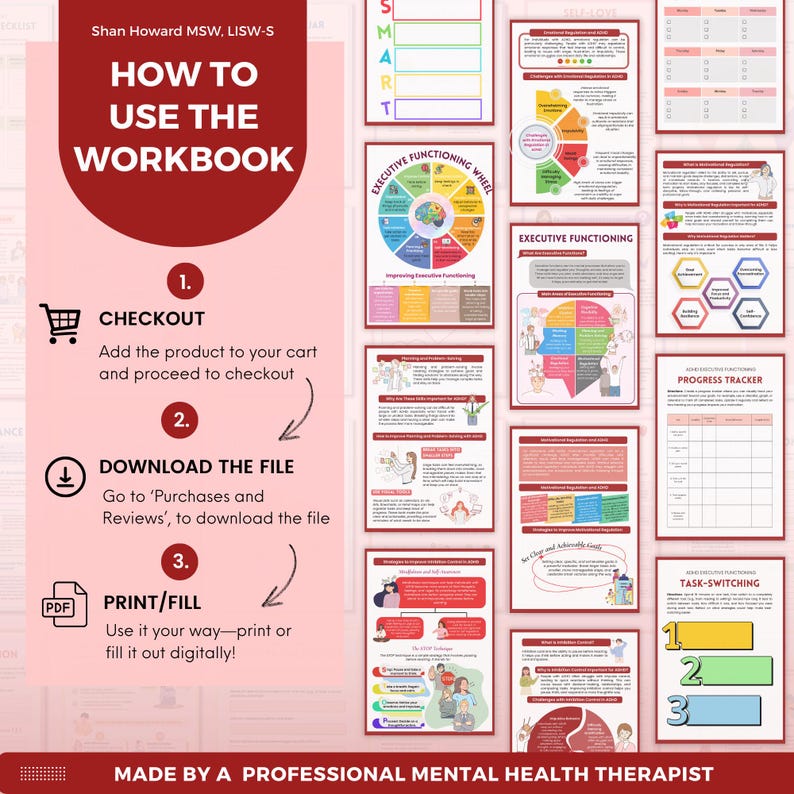 ADHD Executive Functioning Workbook Mega Bundle, Therapy Worksheets ...
