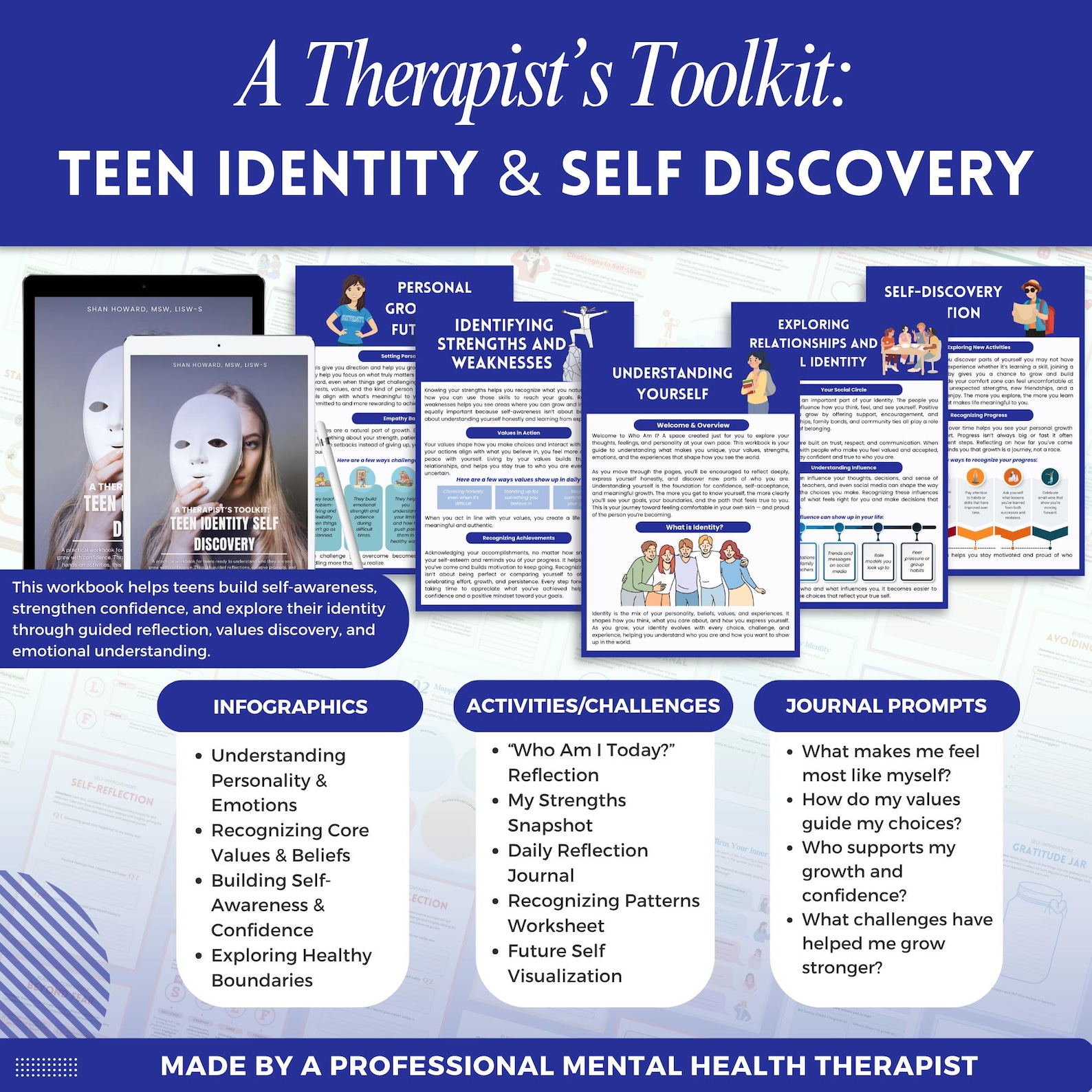 Teen Identity & Self Discovery Mega Bundle Workbook, Therapy Worksheets ...
