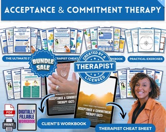 Megabundel ACT-werkboek voor cliënten, Acceptant and Commitment Therapy, ACT-werkboek, cognitieve defusie, interventies, therapiewerkbladen