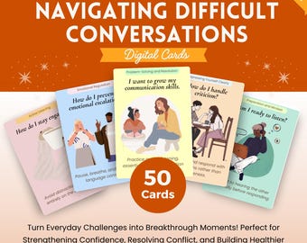 Navigating Difficult Conversations Flashcards, Conversation Skills Cards, Resolving Conflicts, Communication Skills