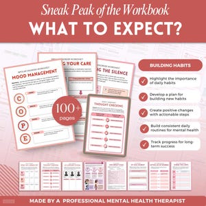CBT Worksheets a mental health digital and fillable workbook created by a licensed mental health therapist.