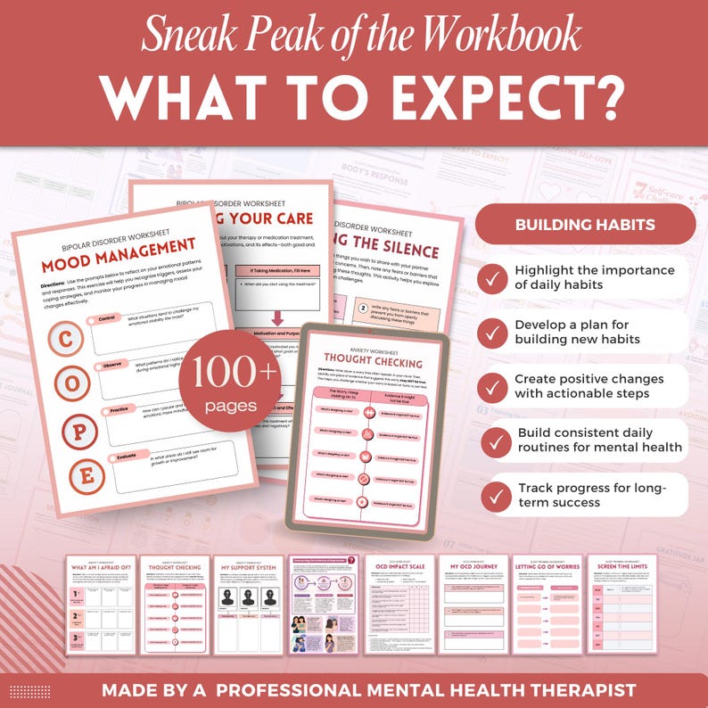 CBT Worksheets a mental health digital and fillable workbook created by a licensed mental health therapist.
