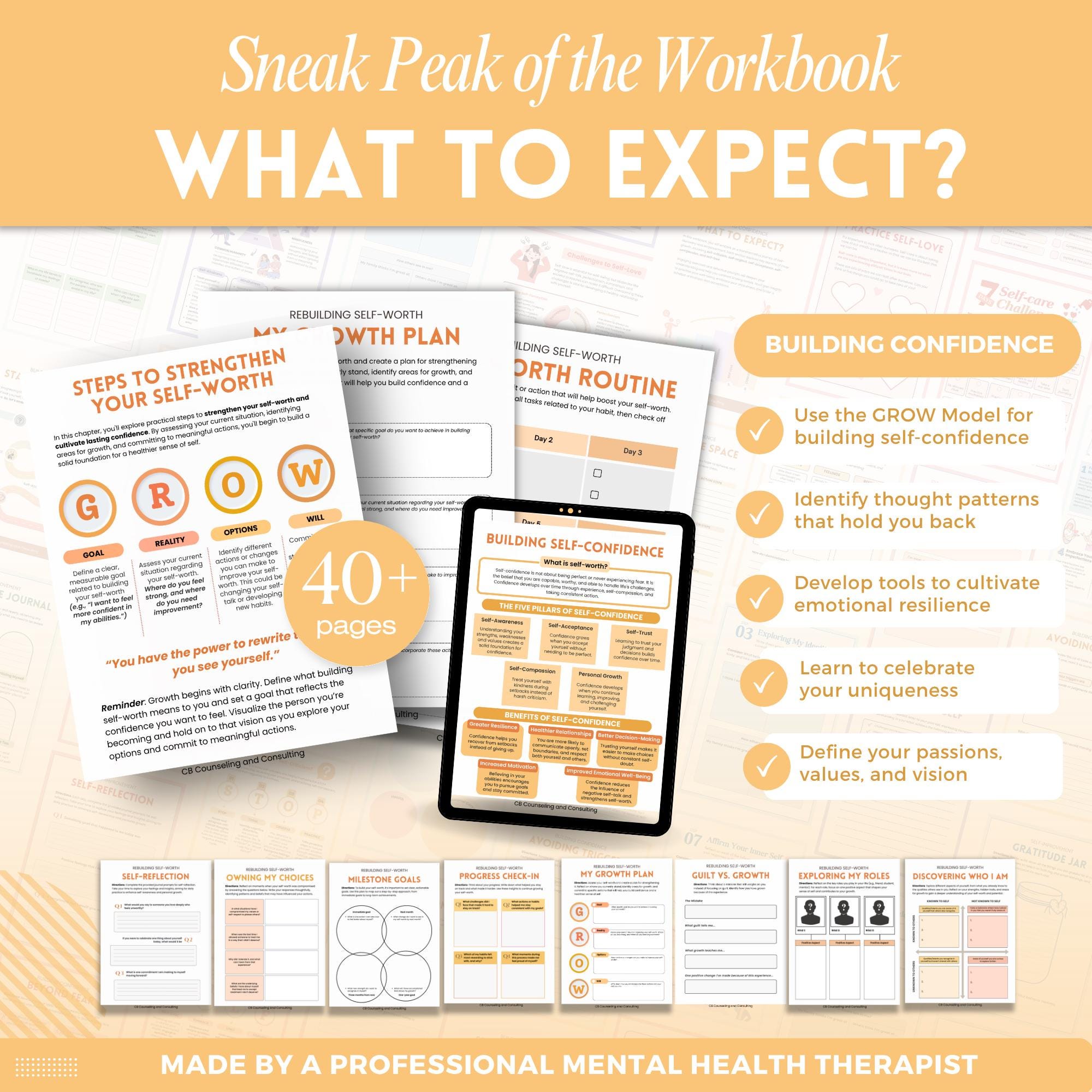 Self Worth Workbook Bundle, Therapy Worksheets, Self Esteem, Inner ...