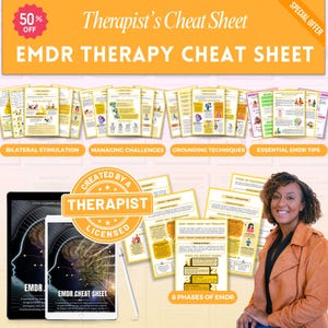 EMDR Therapist Cheat Sheets Mega Bundle, EMDR Phases 1-8 and Tips, Therapy Worksheets, Step by Step Guide,  EMDR Scripts, Emdr Template