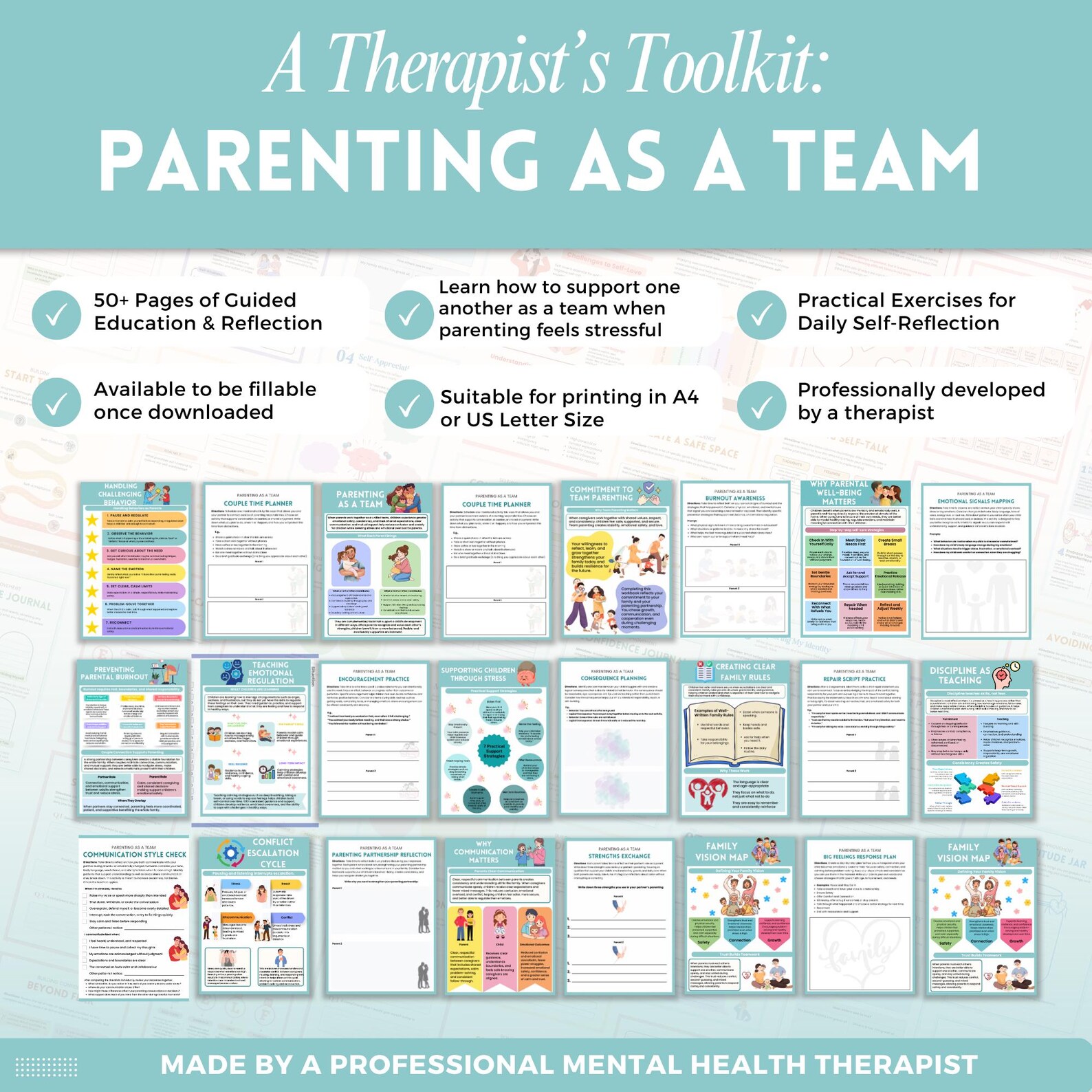 Parenting as a Team Mega Bundle, Therapy Worksheets, Behavior Support ...