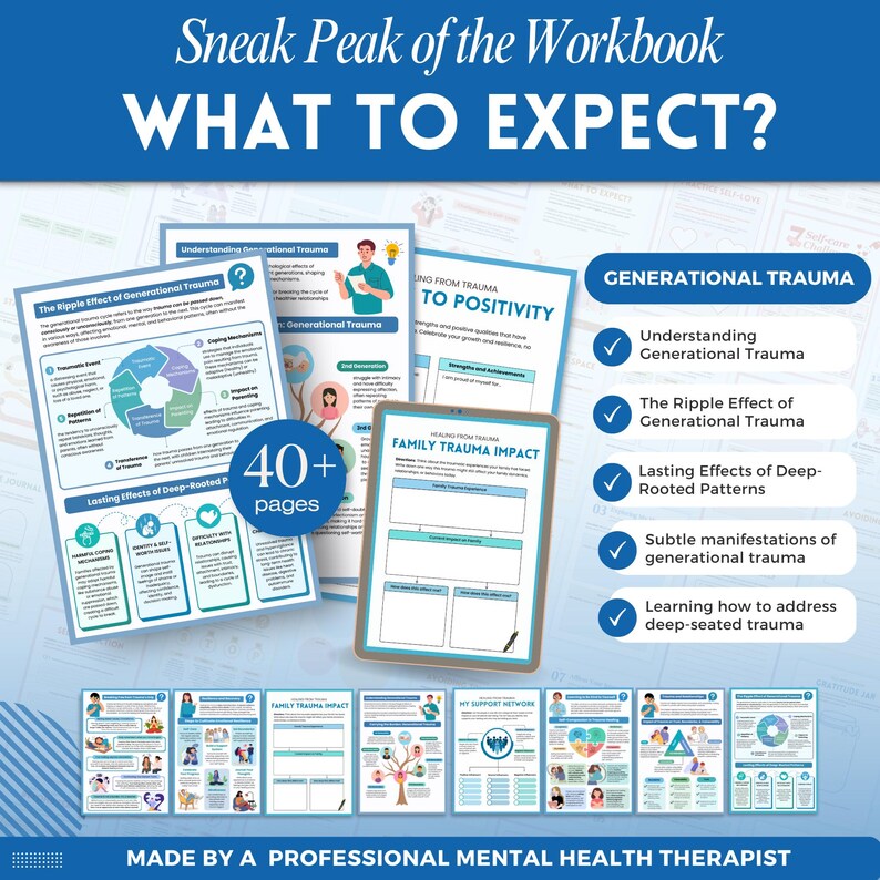 Healing from trauma a mental health digital and fillable workbook created by a licensed mental health therapist.