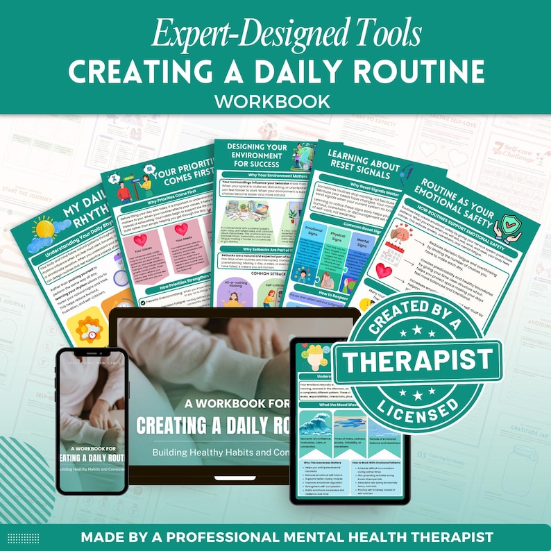 Daily Routine Tablet Creating A Daily Routine Workbook Mega Bundle, Daily Habits Guide, Life ...