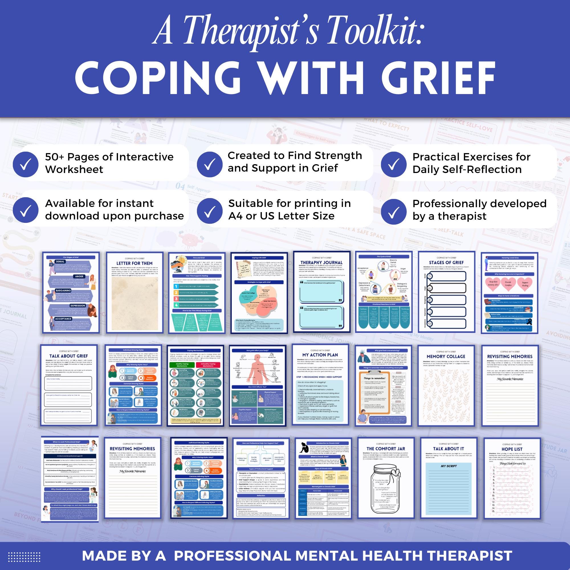 Grief and Loss Workbook Mega Bundle, Coping With Grief Journal, Therapy ...