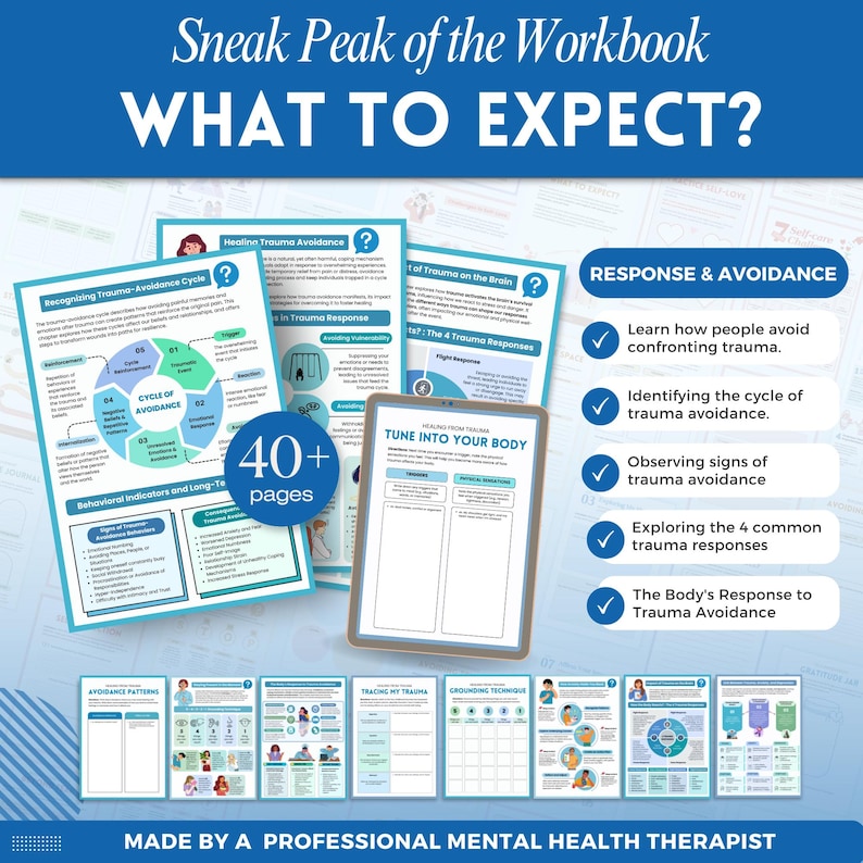 Healing from trauma a mental health digital and fillable workbook created by a licensed mental health therapist.