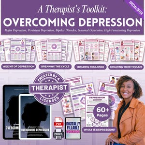 Depression Workbook Bundle, Therapy Worksheets, Coping Skills, Breaking Depression Cycle, Depression Spiral, Mental Health, CBT, DBT, ACT