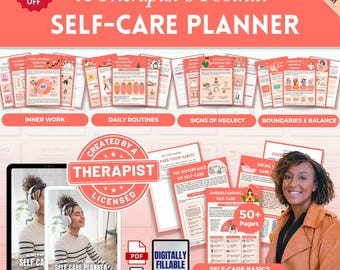 Self Care Planner Mega Bundle Workbook, Self Care Checklist, Therapy Worksheets, Digital Planner, Self Care Journal, Wellness Journal