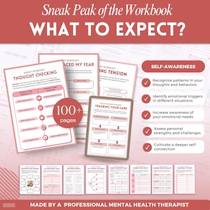 CBT Worksheets a mental health digital and fillable workbook created by a licensed mental health therapist.