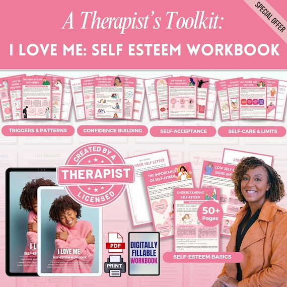 Self Worth Bundle, Therapy Worksheets, Self Esteem, Inner Critic, Self Sabotage, Self Identity, Confidence, Mental Health, Self Improvement