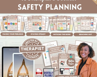 Safety Plan Mega Bundle Workbook, Crisis Plan Worksheets, Therapy Worksheets, Digital Planner, Mental Health, BPD, DBT