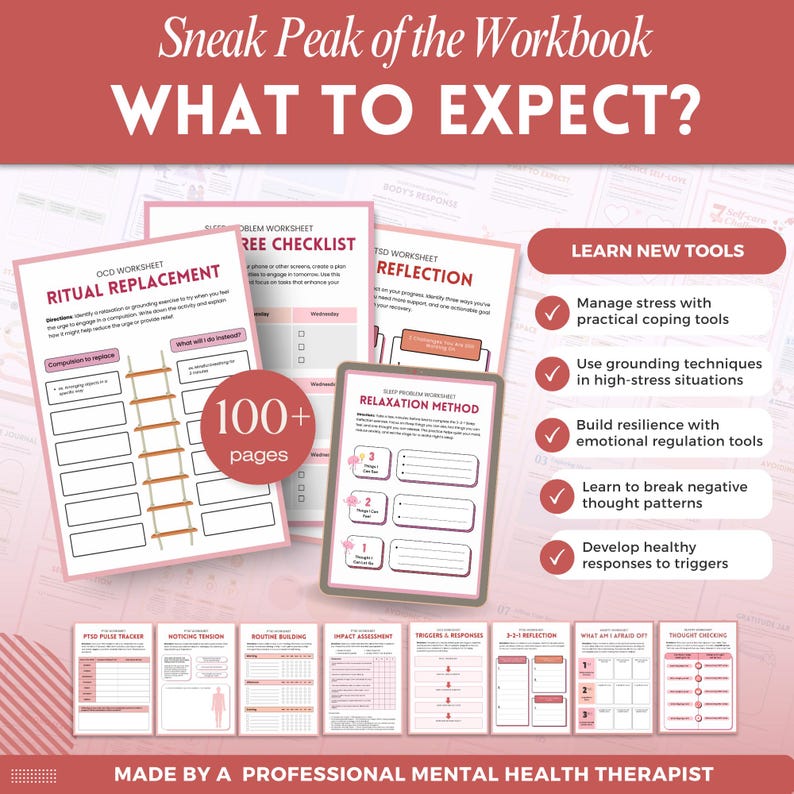 CBT Worksheets a mental health digital and fillable workbook created by a licensed mental health therapist.