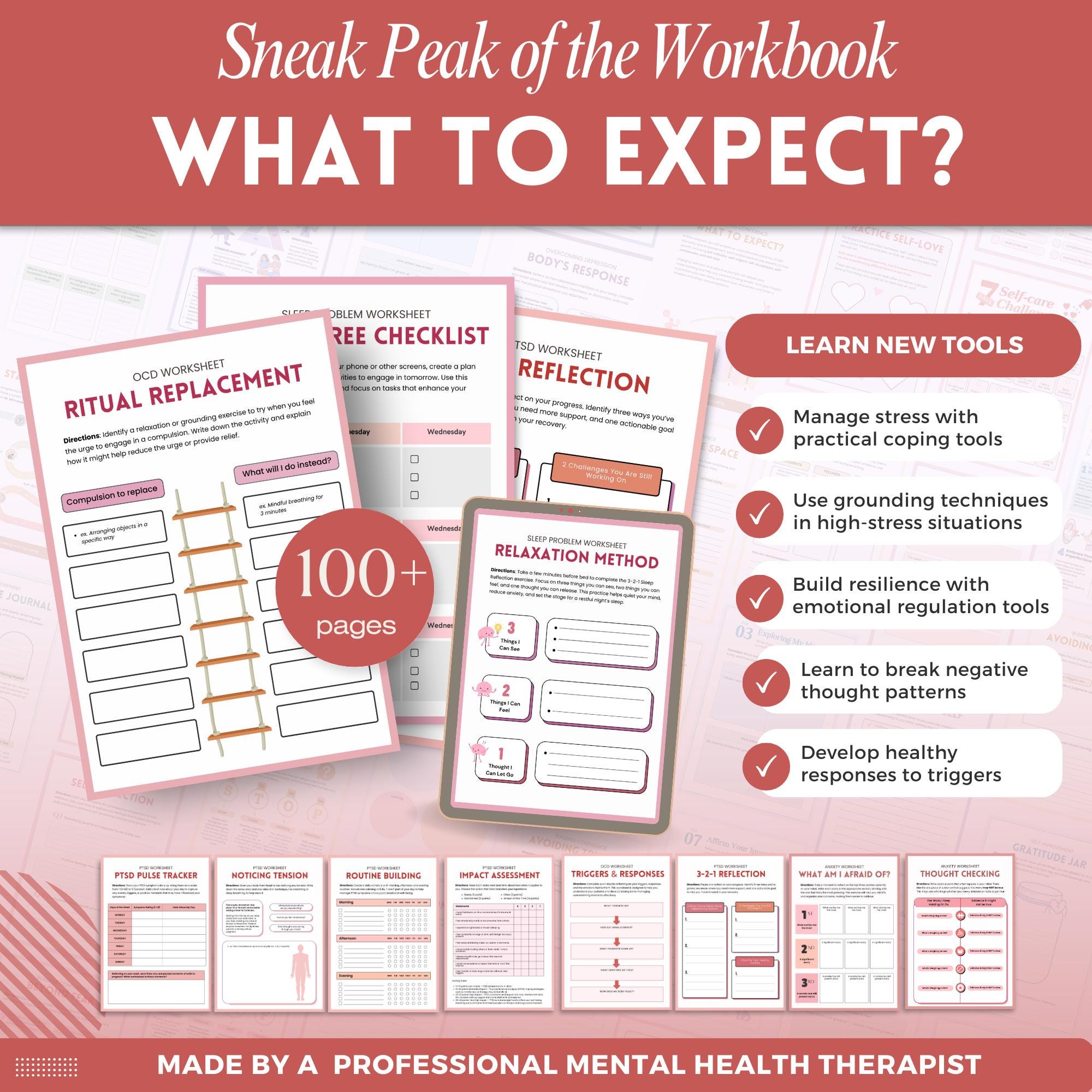 CBT Worksheet Bundle, 100 Worksheets, Cognitive Behavioral Therapy, for ...
