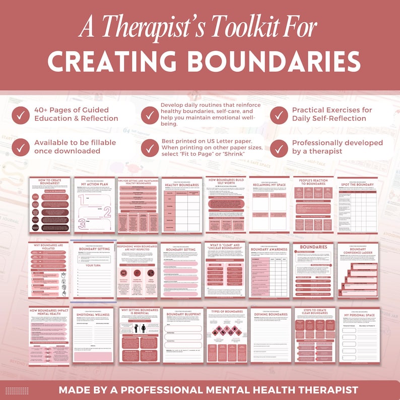 Setting Boundaries, Boundaries Workbook Mega Bundle, Therapy Worksheets, Boundary Setting, Confidence Building, People Pleasing image 9