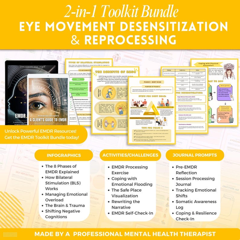 EMDR Workbook for Clients Plus Cheat Sheets for Therapist Bundled ...