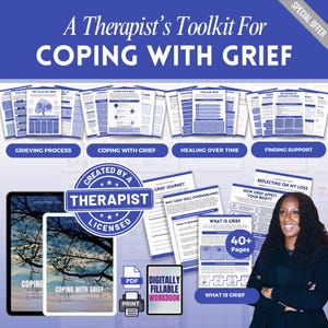 Megabundel met werkboeken over rouw en verlies, dagboek voor het omgaan met rouw, therapiewerkbladen, herinneringsdagboek, rouwverwerking en helingswerkboek.